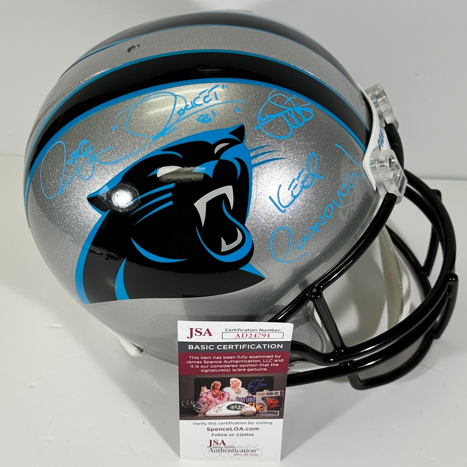 Rocket Ismail Carolina Panthers Autographed Authentic Full Size Helmet Inscribed “Keep Pounding” JSA Authenticated