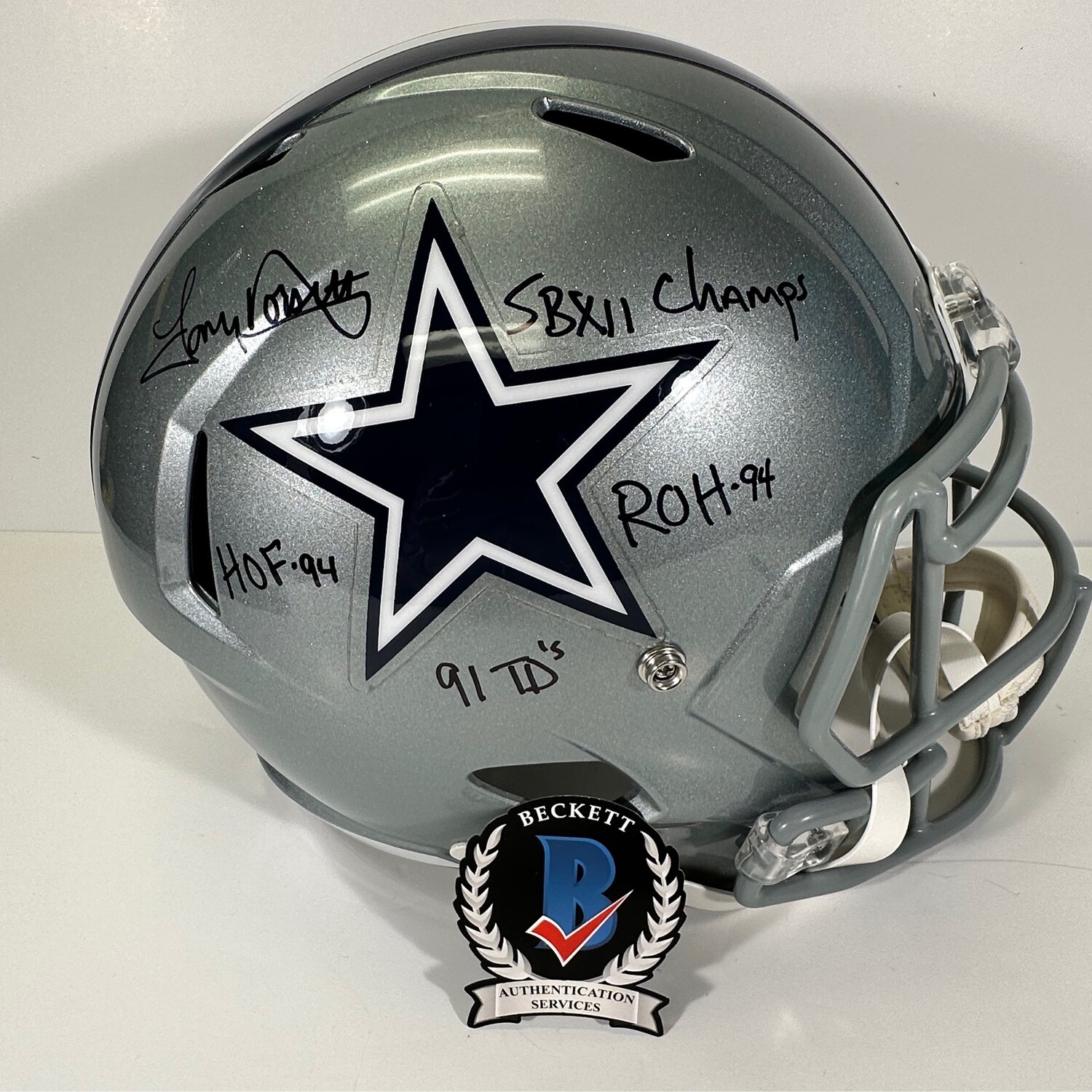 Tony Dorsett Replica Full Size Helmet SBXll Champs,HOF 94,91 TD’s and ROH 94 Beckett Authenticated