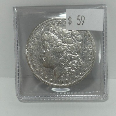 1901 Morgan Silver Dollar in Clear folding case
