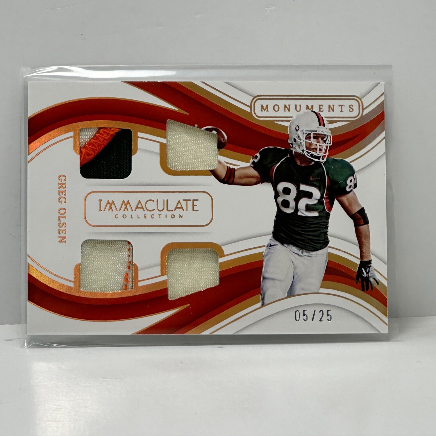 2023 Immaculate Collegiate Monuments Gold Game Worn #IM-GO Greg Olsen #d/25 Miami
