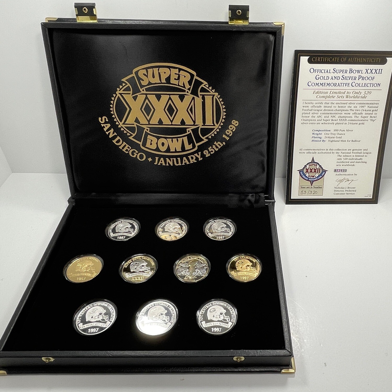 Super Bowl XXXII Gold & Silver Coin Set