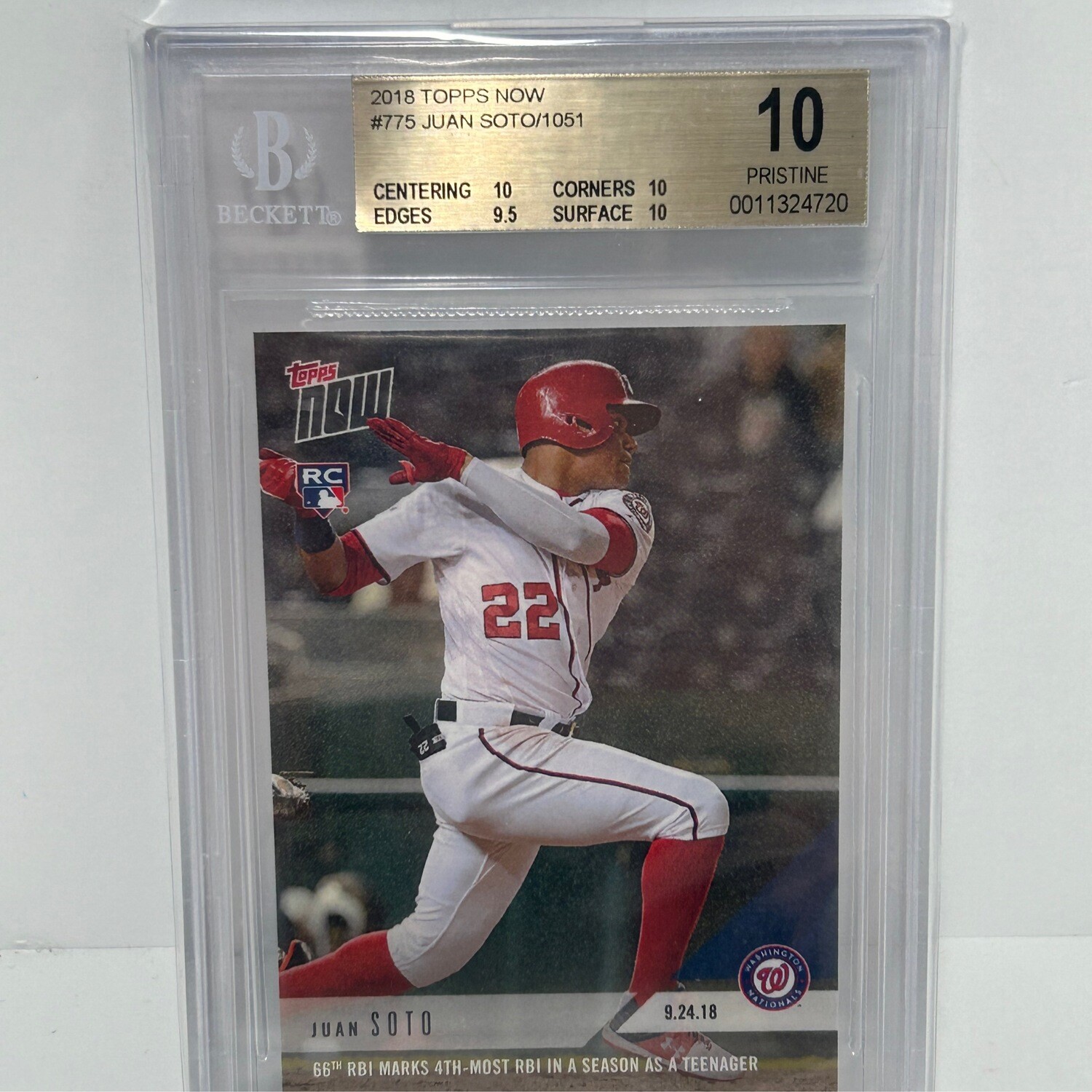 2018 Topps Now Juan Soto /1051 #775 BGS 10