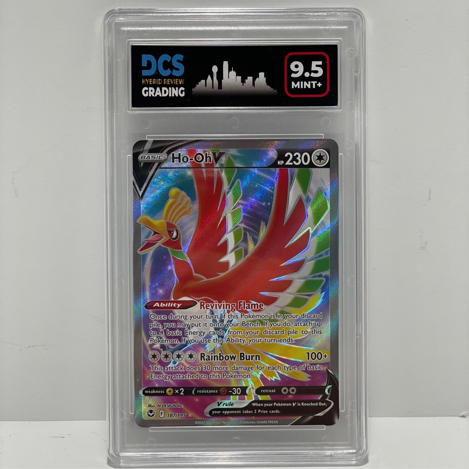 Pokémon TCG: Ho-Oh V 187/195 Silver Tempest Holo Full Art Ultra Rare NM DCS 9.5