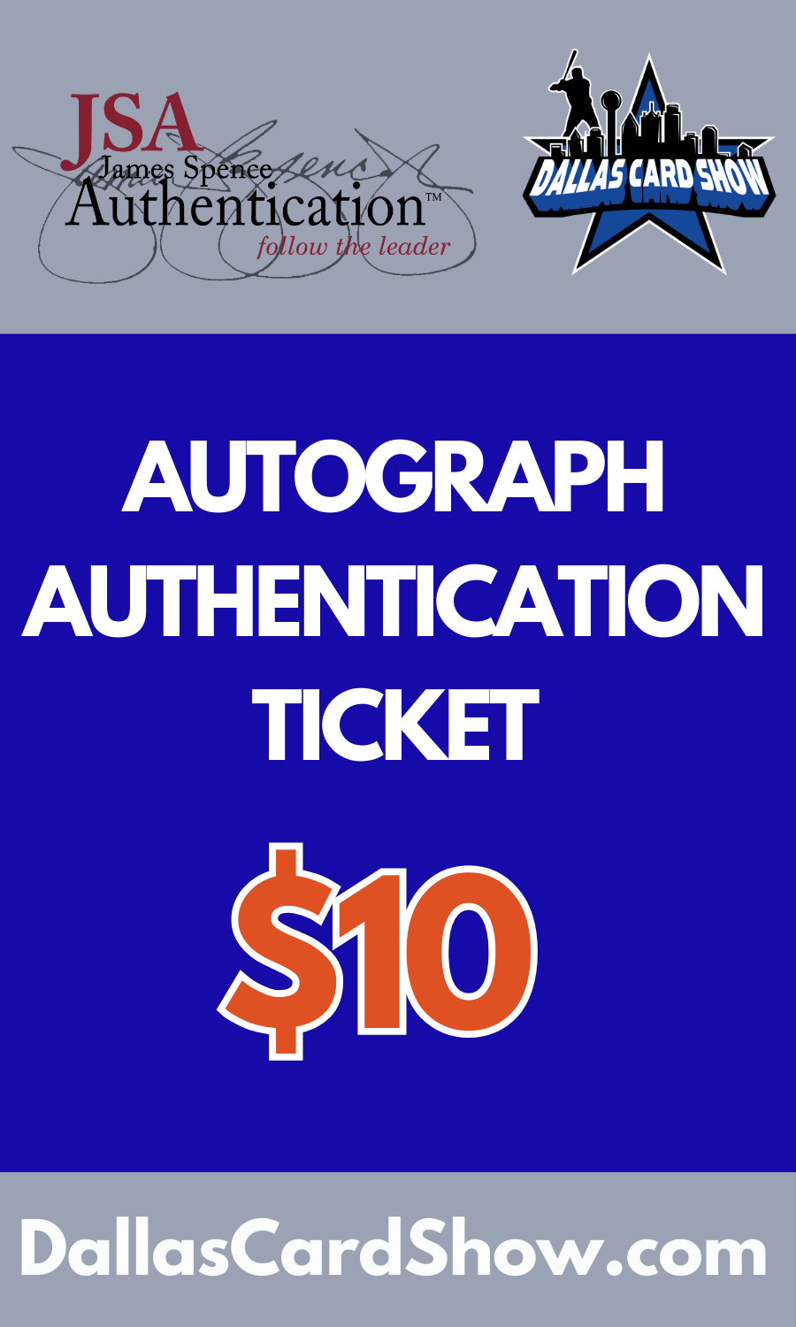 BAS or JSA or PSA Autograph WITNESS Authentication Ticket