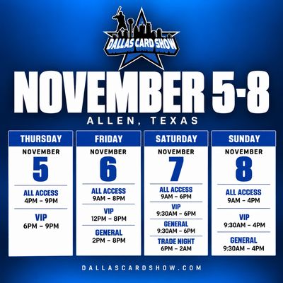 November 5-8, 2026 Dallas Card Show