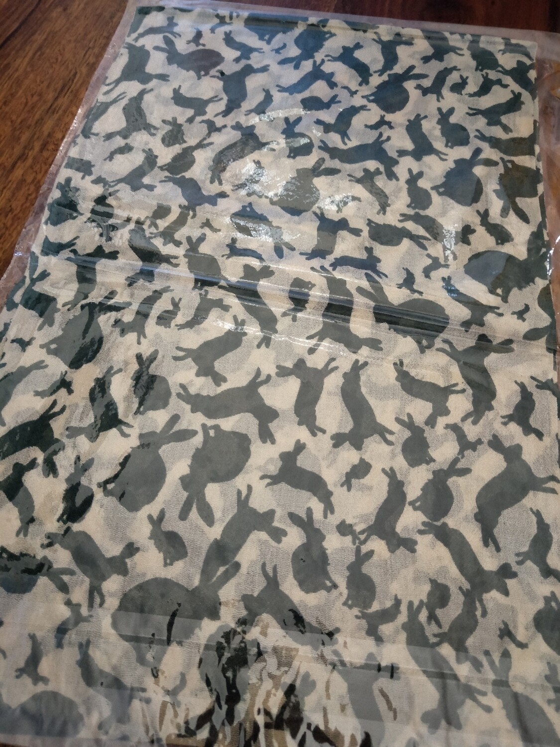 Cream with green bunny scarf 