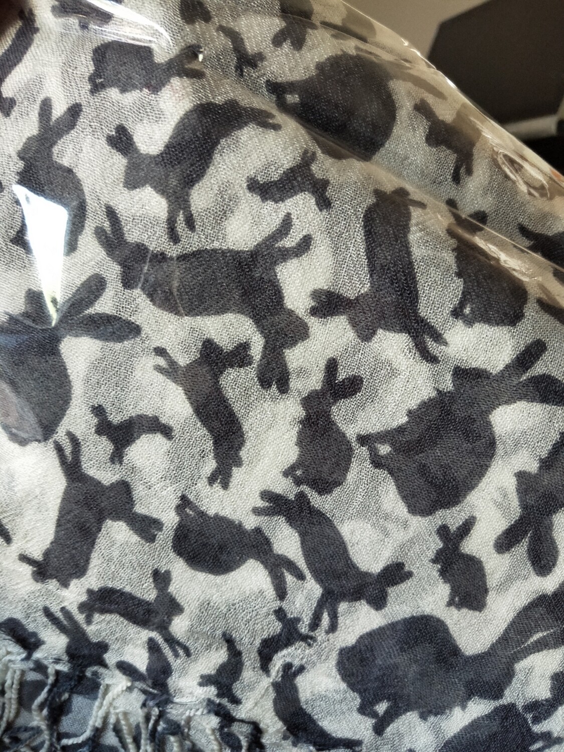 Cream and blue bunny scarf