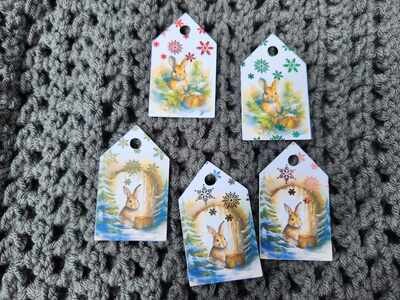 Stickered pets  Bunny Gift tags - pack of 5 