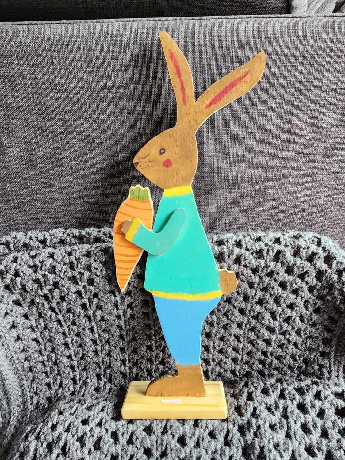 Wooden hand painted bunny