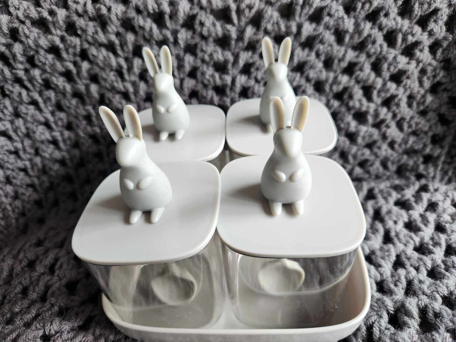 Sauce bottles x 4 - grey bunnies