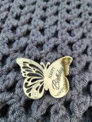 Happy Birthday Butterfly cake topper - gold