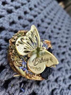 Happy Birthday Butterfly cake topper - gold