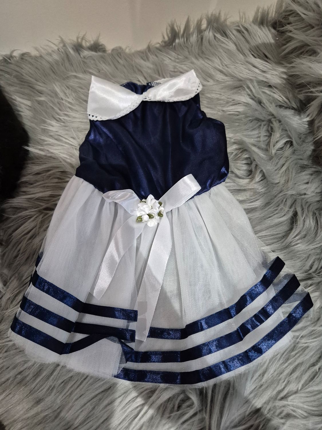 Navy blue and white dress