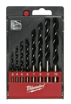 Set punte elicoidali per legno MILWAUKEE DIN 7487 E 8pz cod. 4932352466