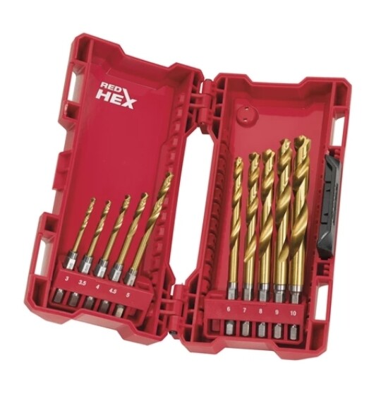 Cassetta punte metallo REDHEX HSS-G TITANIO SHOCKWAVE  10pz MILWAUKEE cod. 48894759