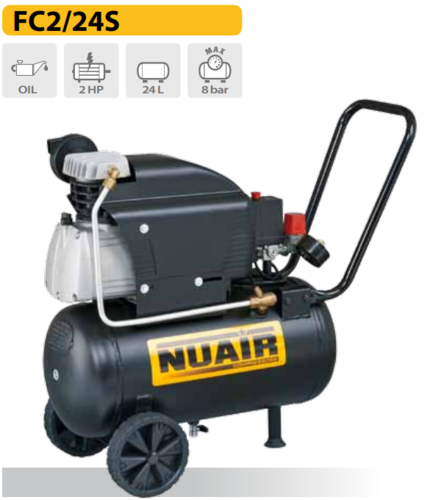 Compressore coassiale lubrificato 2 HP 24 LT 8 BAR NUAIR FC2/24S FCCC404NUB550