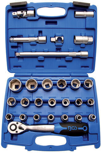 Cassetta set bussole con cricchetto 27pz attacco 1/2” 8-32 mm BGS 2224