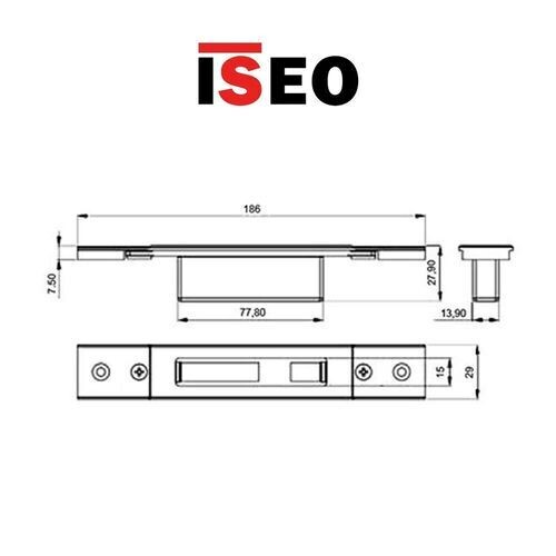 Contropiastra 29x186 mm acciaio nero chiusa  regolabile per deviatori PERFORMA ISEO cod. 038720