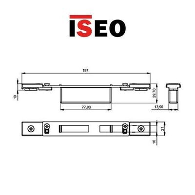 Contropiastra 22x197 mm acciaio nero chiusa regolabile per deviatori PERFORMA ISEO cod. 038721