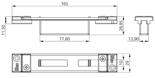 Contropiastra 29x165 mm acciaio nero chiusa  regolabile per deviatori PERFORMA ISEO cod. 038724