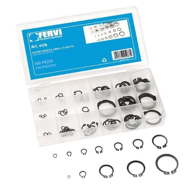 Fervi assortimento anelli elastici Seeger 100pz