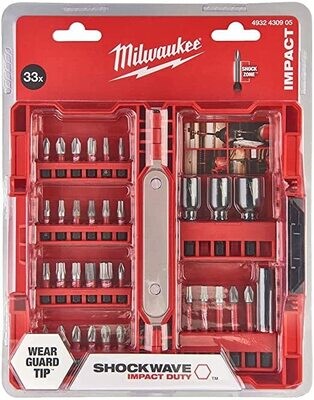 MILWAUKEE SET 33pz INSERTI SHOCKWAVE INSERTI+BUSSOLE