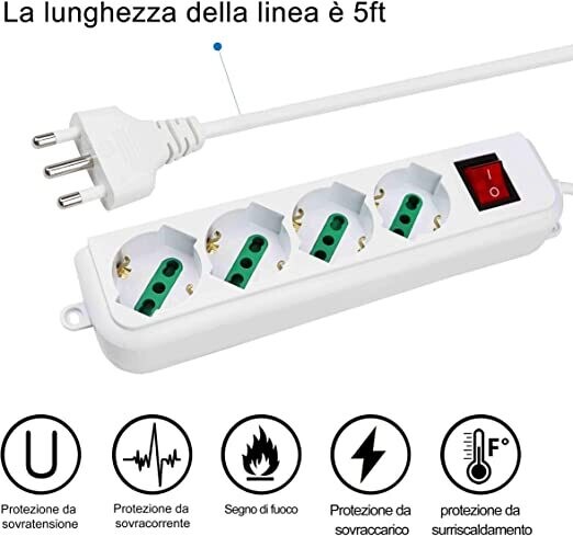 VB MULTIPRESA 16A - 4 PRESE BIPASSO CAVO+SPINA 16A