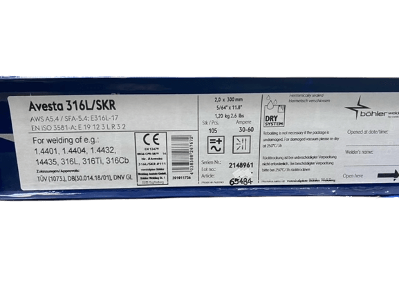 ELETTRODO BOHLER AVESTA D.2,5 INOX 316L/SKR CONF.60pz cod.65484