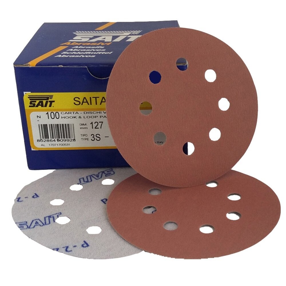 SAIT DISCO ABRASIVO VELCRATO CON 8 FORI
