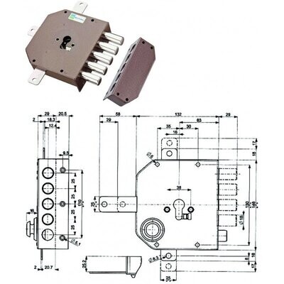 MOTTURA 38640 SERRATURA QUINTUPLICE SENZA SCROCCO