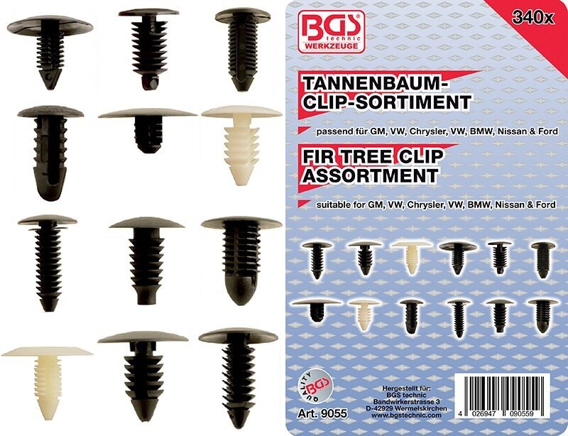 FERMEC BGS 9055 ASSORTIMENTO 340 PZ CLIP X AUTOMOTIVE GM, VW, Chrysler, BMW