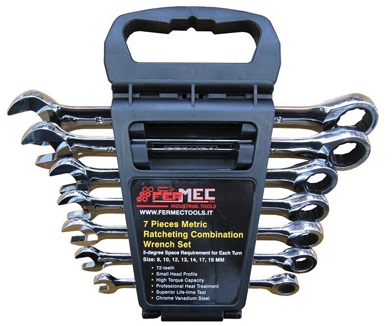 FERMEC SERIE 7PZ CHIAVI COMBINATE A CRICCHETTO 8-10-12-13-14-17-19MM