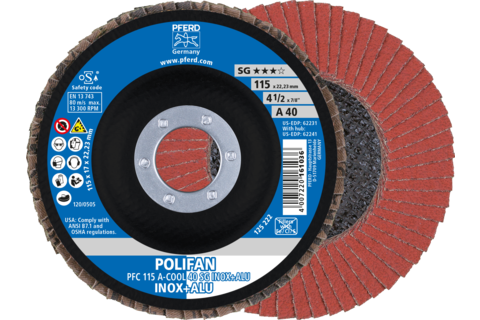 PFERD DISCO LAMELLARE POLIFAN PFC  115 GR40 PER ALLUMINIO