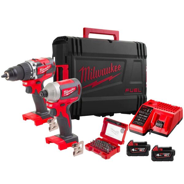 MILAWAUKEE KIT M18™ TRAPANO CON PERCUSSIONE PIU' AVVITATORE AD IMPULSI 1/4" HEX (18V)