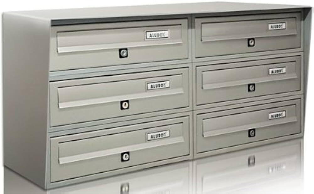CASELLARIO POSTALE DA ESTERNO SLIM  3X2 ARGENTO/GHISA 6 POSTI