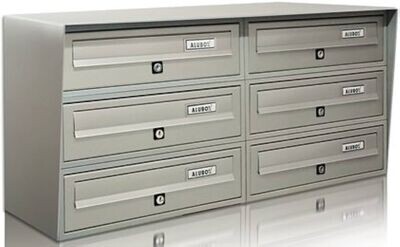 CASELLARIO POSTALE DA ESTERNO SLIM  3X2 ARGENTO/GHISA 6 POSTI