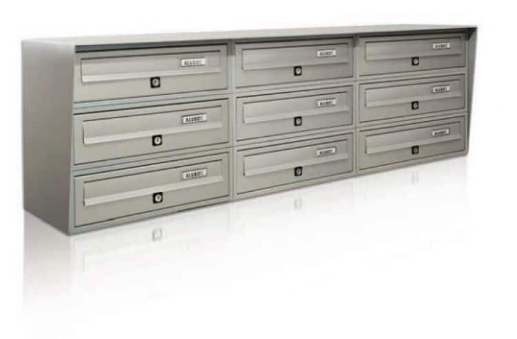 CASELLARIO POSTALE DA ESTERNO SLIM  3X3 ARGENTO/GHISA 9 POSTI