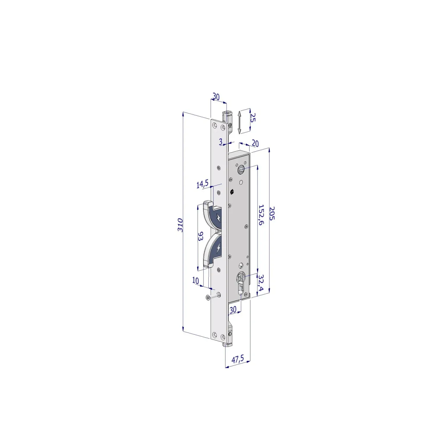 SECUREMME SERRATURA PERSIANA A GANCI E.33 TRIPLICE CON BLOCCA ZEUS 2144