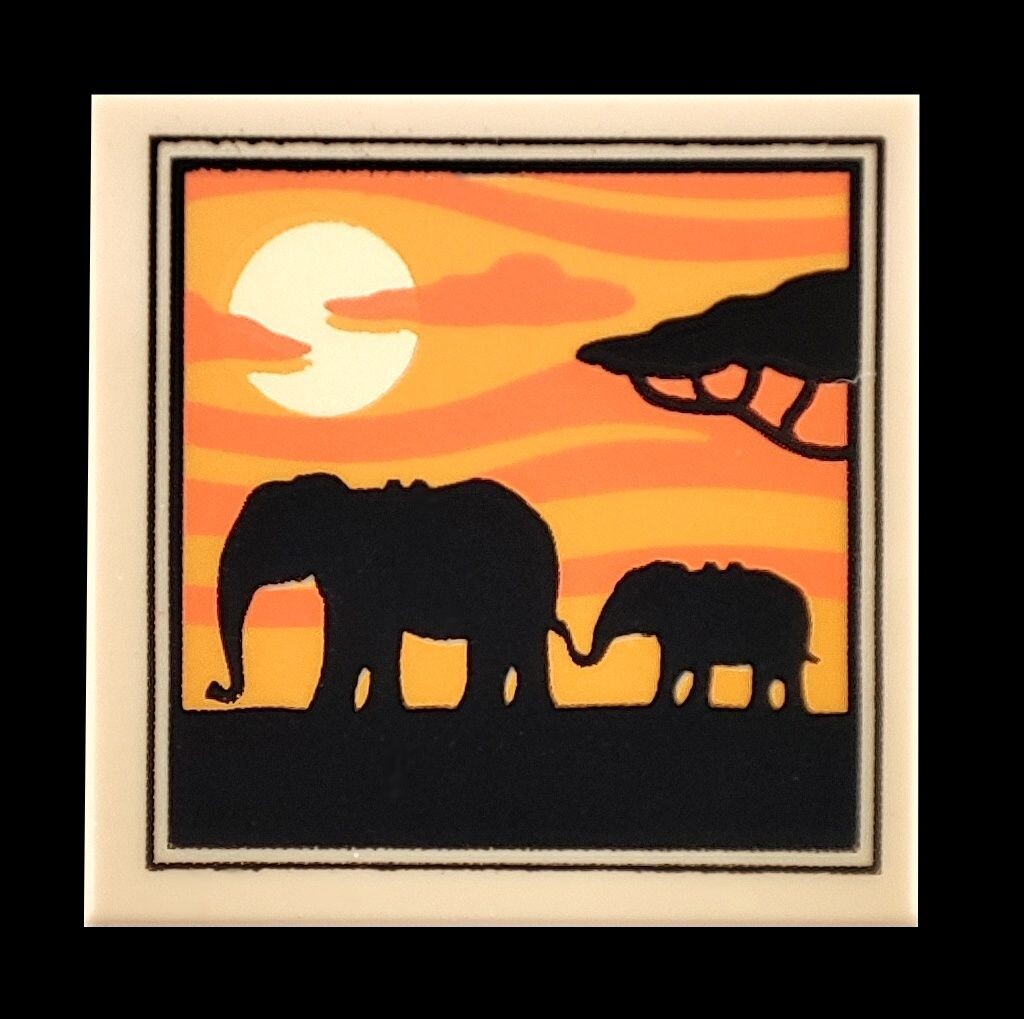 ​Fliese Elefanten im Sonnenuntergang/Elephants tree sunset