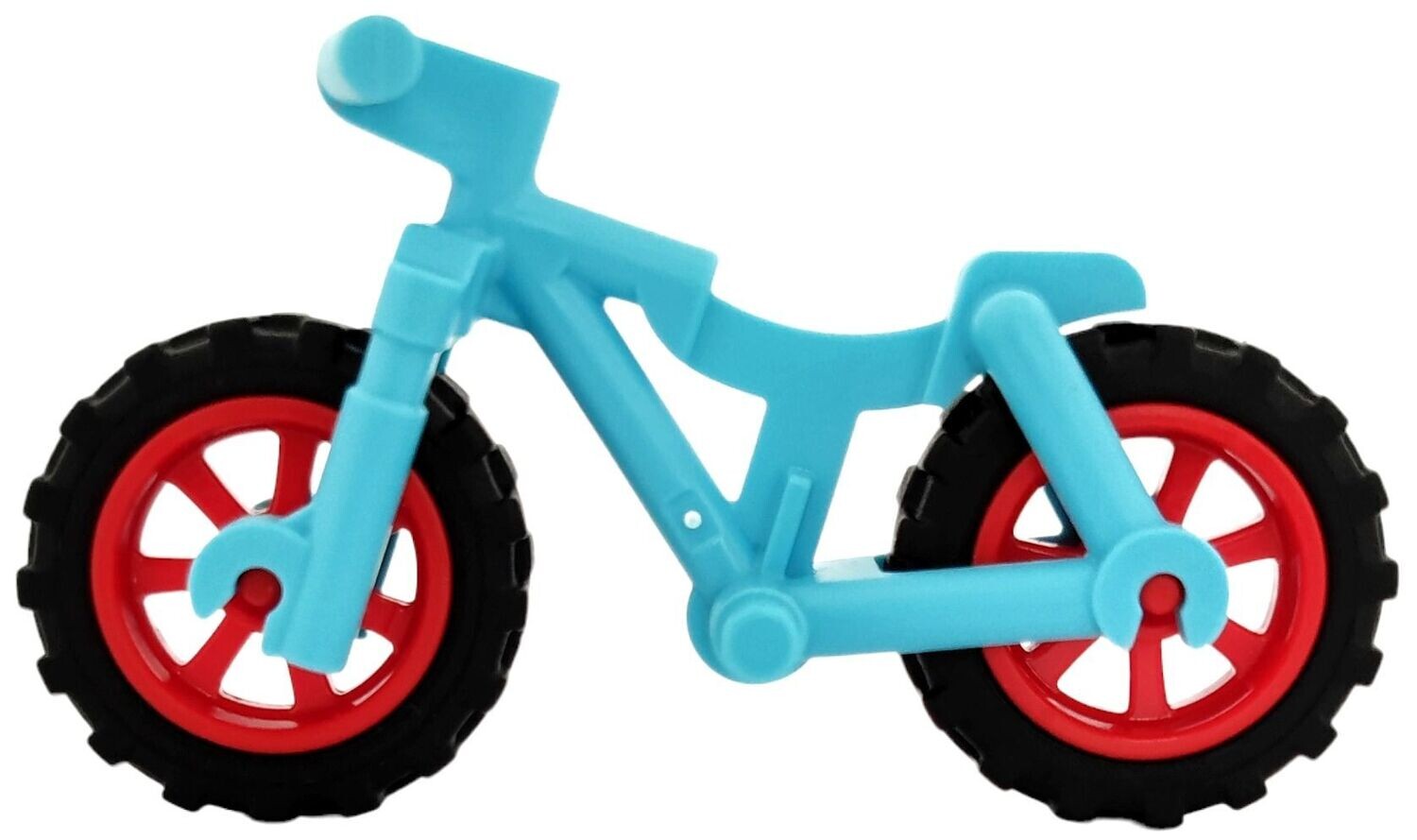 Mountainbike in Himmelblau (Medium Azure) mit roten Felgen