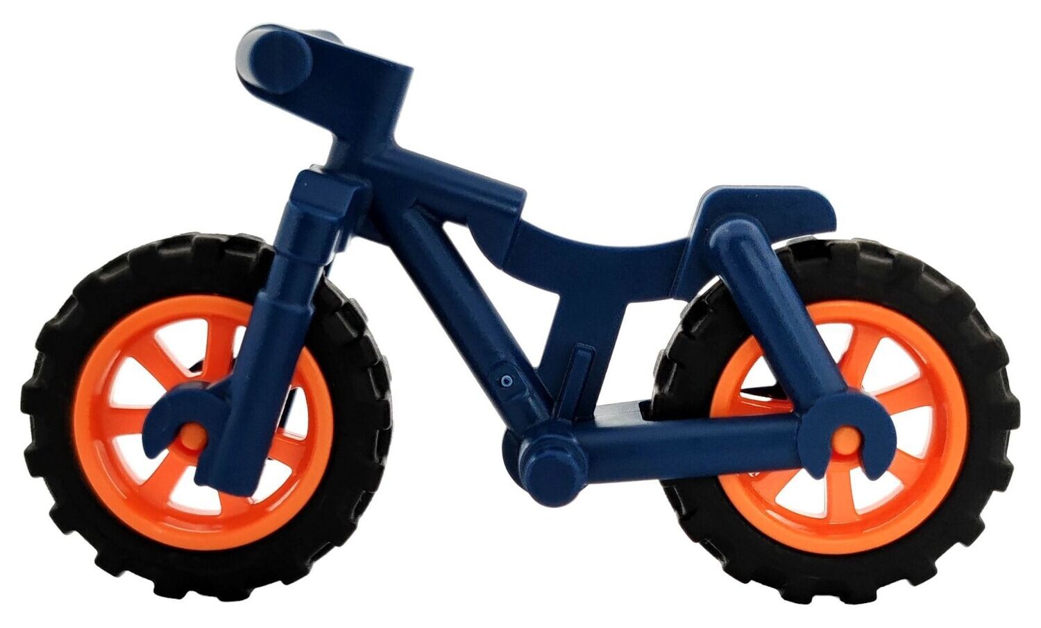 Mountainbike in Dunkelblau (Dark Blue) mit orangenen Felgen