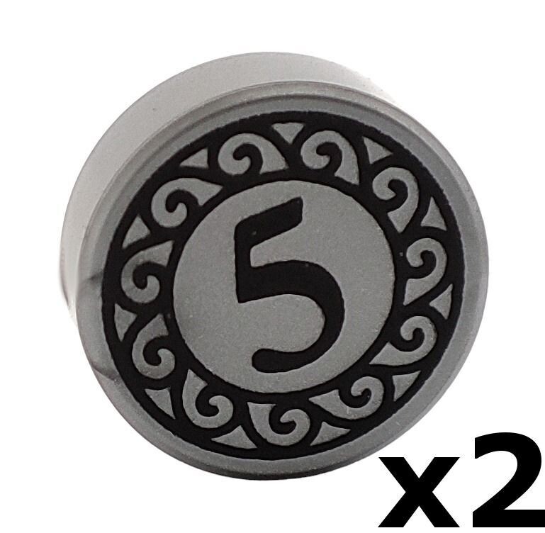 2 x Fliese Münze "5" mit Schnörkeln