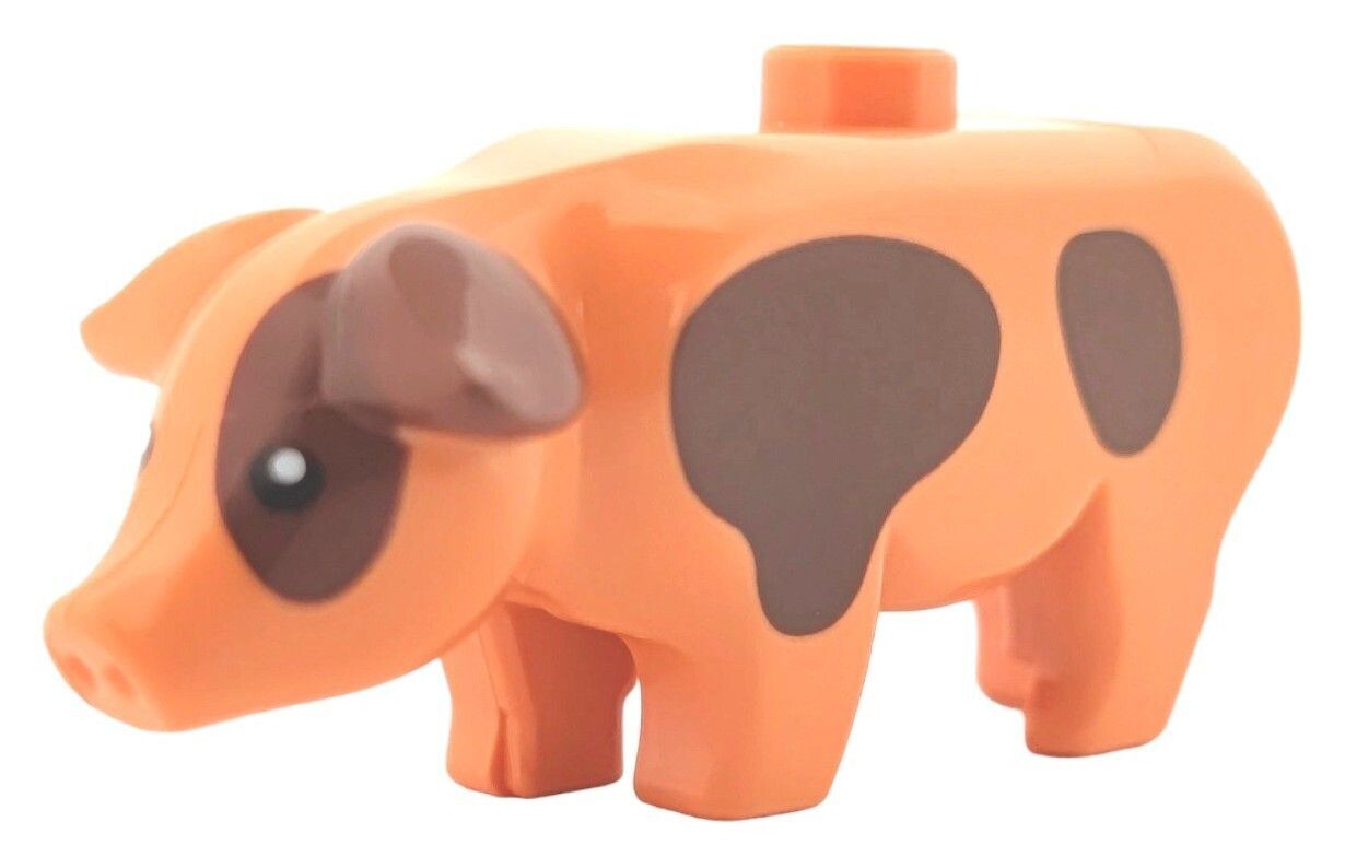Schwein in Nougatfarben mit dunkelbraunen Flecken