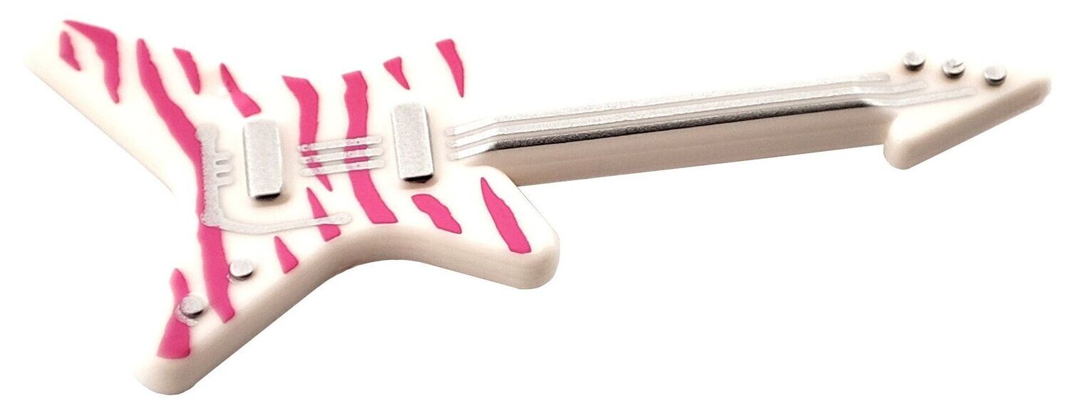 E-Gitarre in Weiß-Dunkelpink