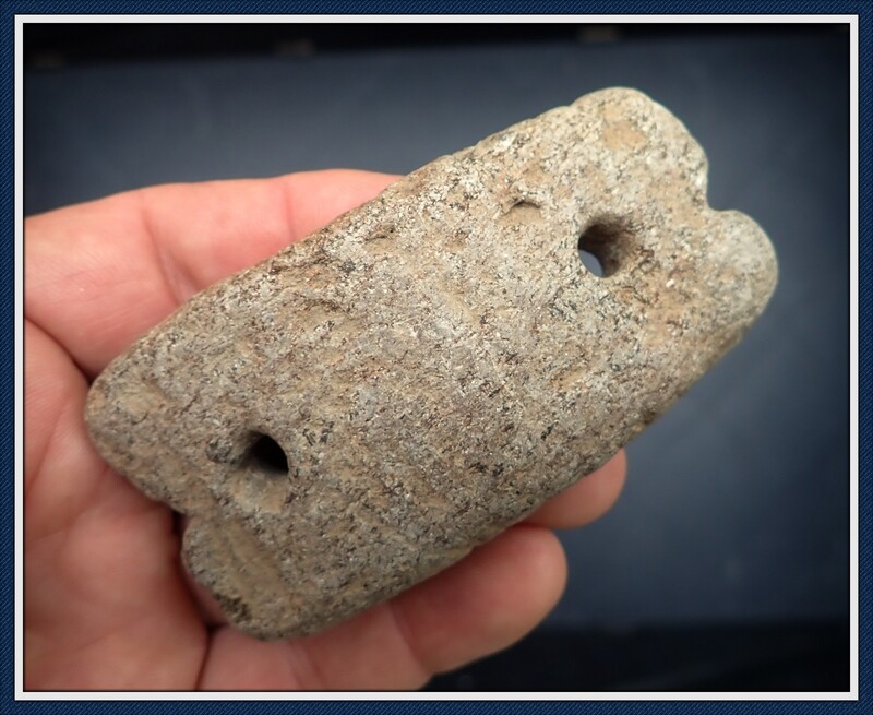 Late Archaic -Woodland Steatite Tallied and Drilled ~ Gorget