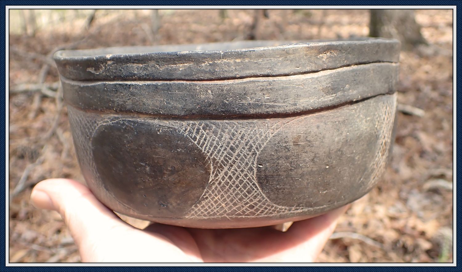 ~ Cool Designs ~ Caddo Hodges Engraved ~ Pottery Bowl ~