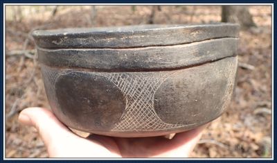 ~ Cool Designs ~ Caddo Hodges Engraved ~ Pottery Bowl ~