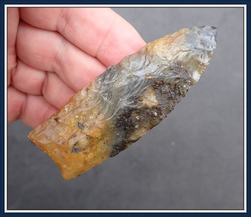 ~ Beautiful Black &amp; Gold Translucent ~ Clovis Point ~