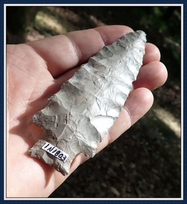 ~  Rare Indiana ~Archaic Stemmed Point ~ Perino Papered ~