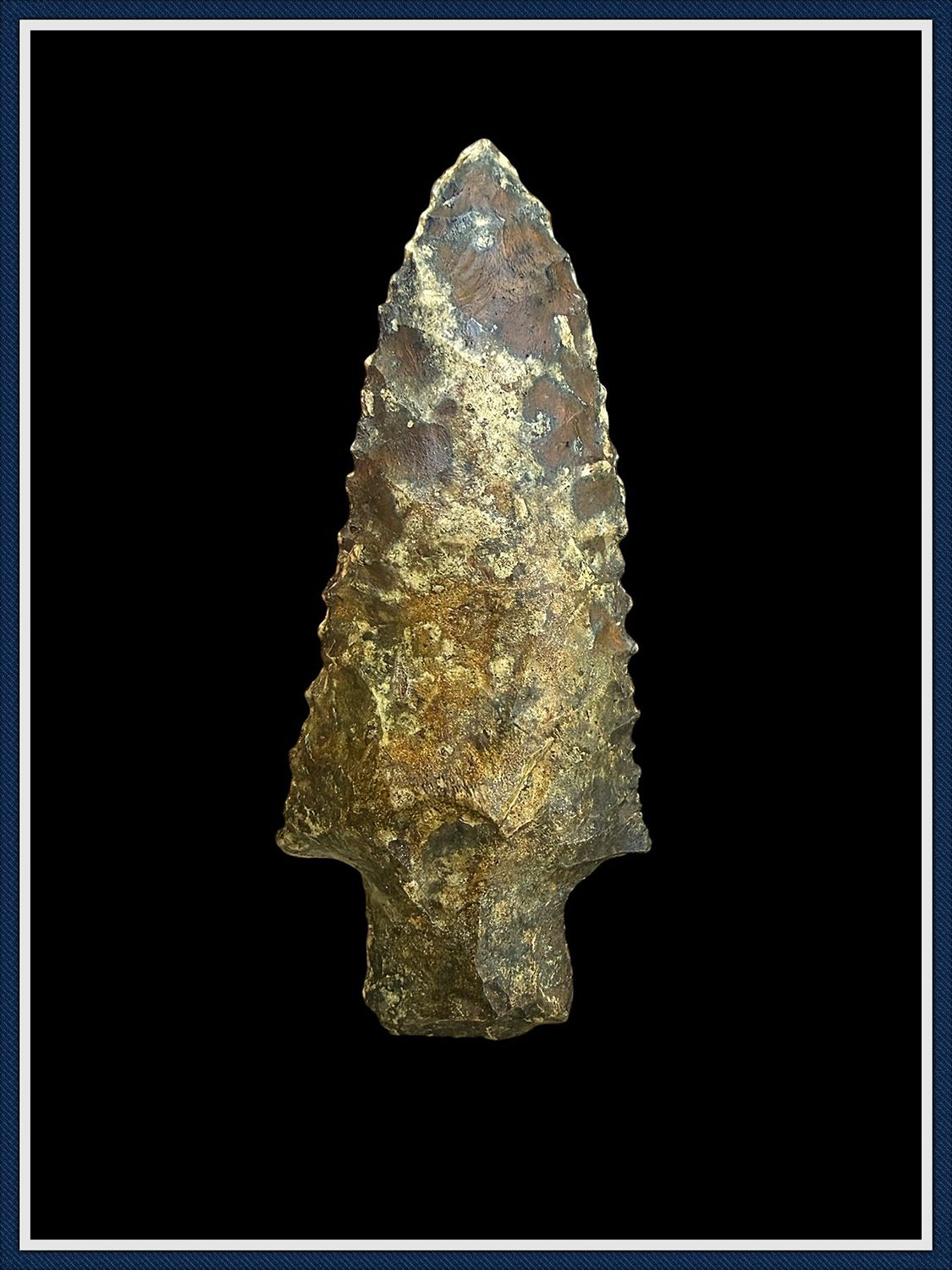 ~ Beautiful Mottled ~ Symmetrical Serrated Kirk Spear ~